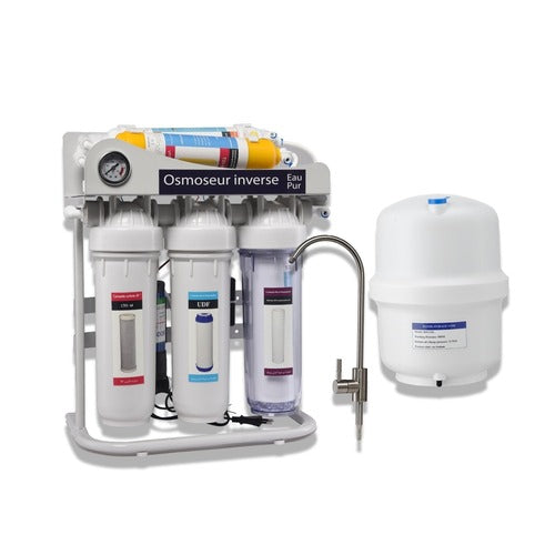 Filtre à eau 6 étapes avec jauge de pression Avec Robinet inox